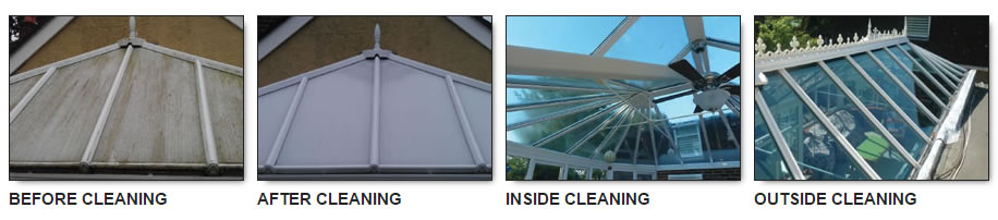 Conservatory showing before and after cleaning